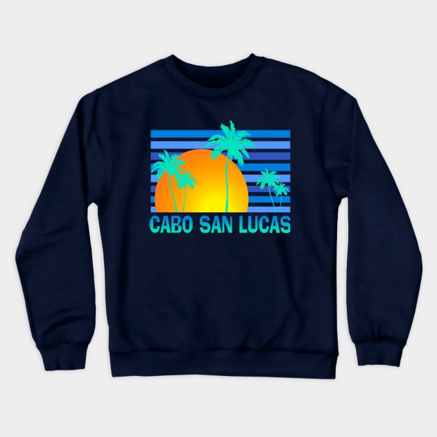 Cabo San Lucas Palm Tree Sunset Tropical Vacation Souvenir Crewneck Sweatshirt by Pine Hill Goods